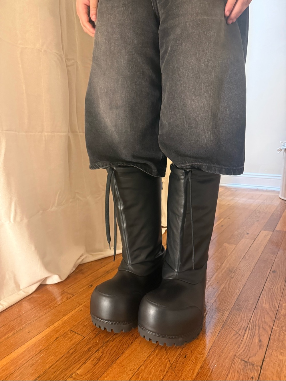 Balenciaga Black Platform Knee-High Boots